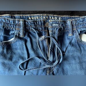 American Eagle Outfitters Women's Blue Drawstring Jeans